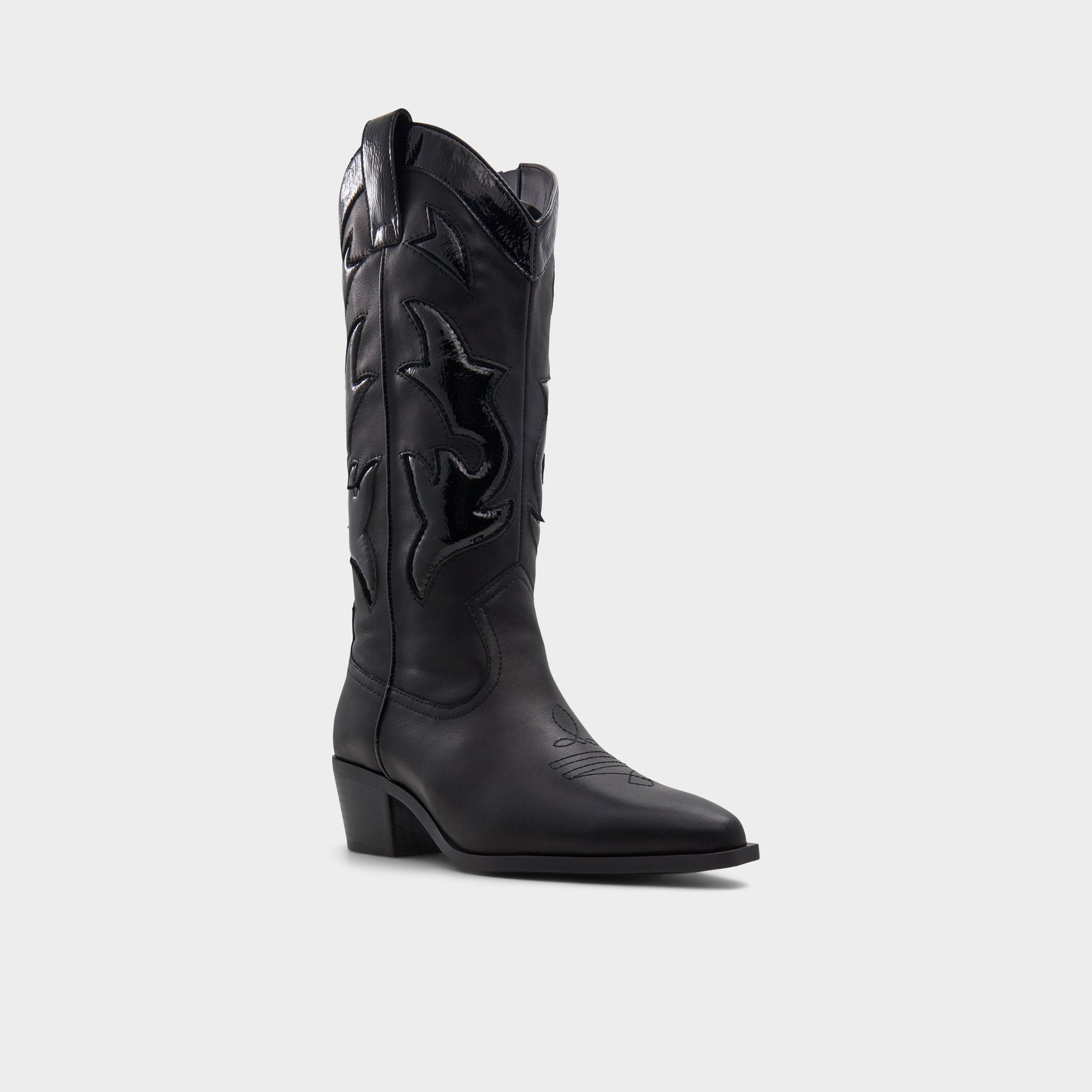 Nebraska Black Women's Western - Mid-calf western boot, Block heel