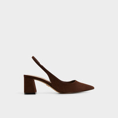 Uliana in Dark Brown - Slingback heel, Block heel