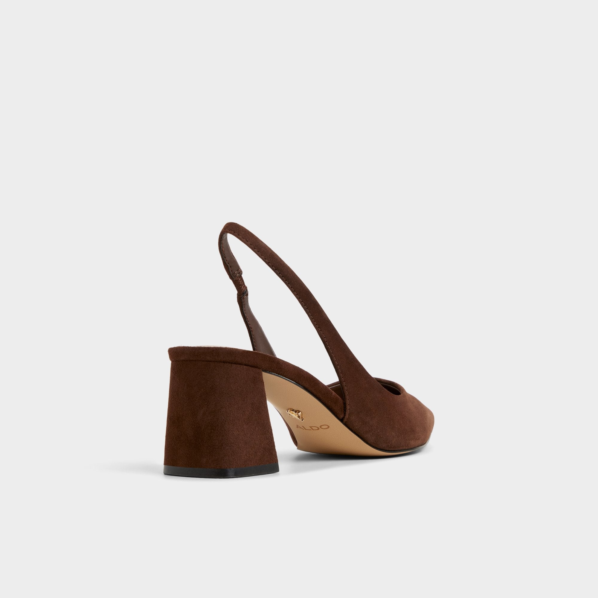 Uliana in Dark Brown - Slingback heel, Block heel