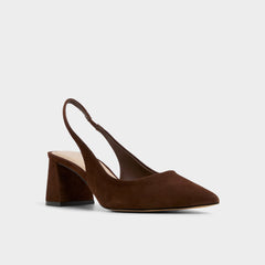 Uliana in Dark Brown - Slingback heel, Block heel
