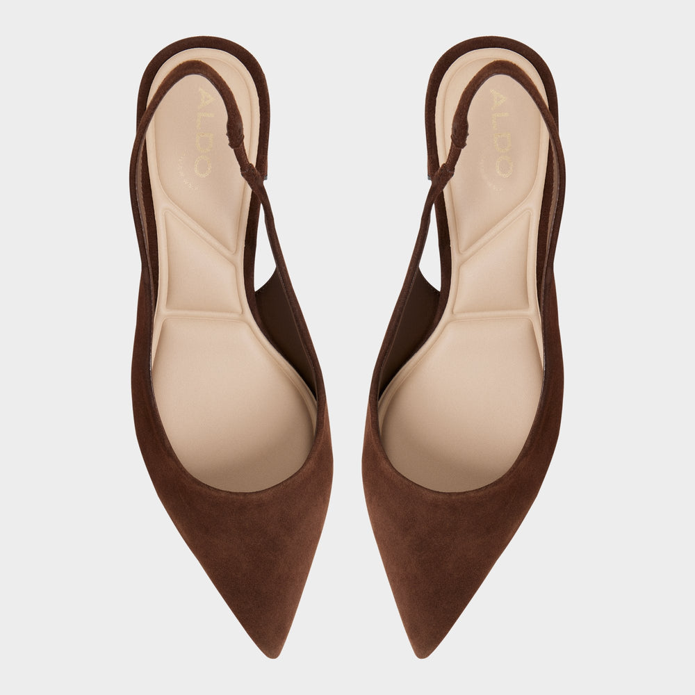Uliana in Dark Brown - Slingback heel, Block heel