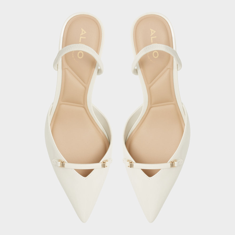 Nailah White/Bone Women's Kitten heels - Slingback heel, Kitten heel