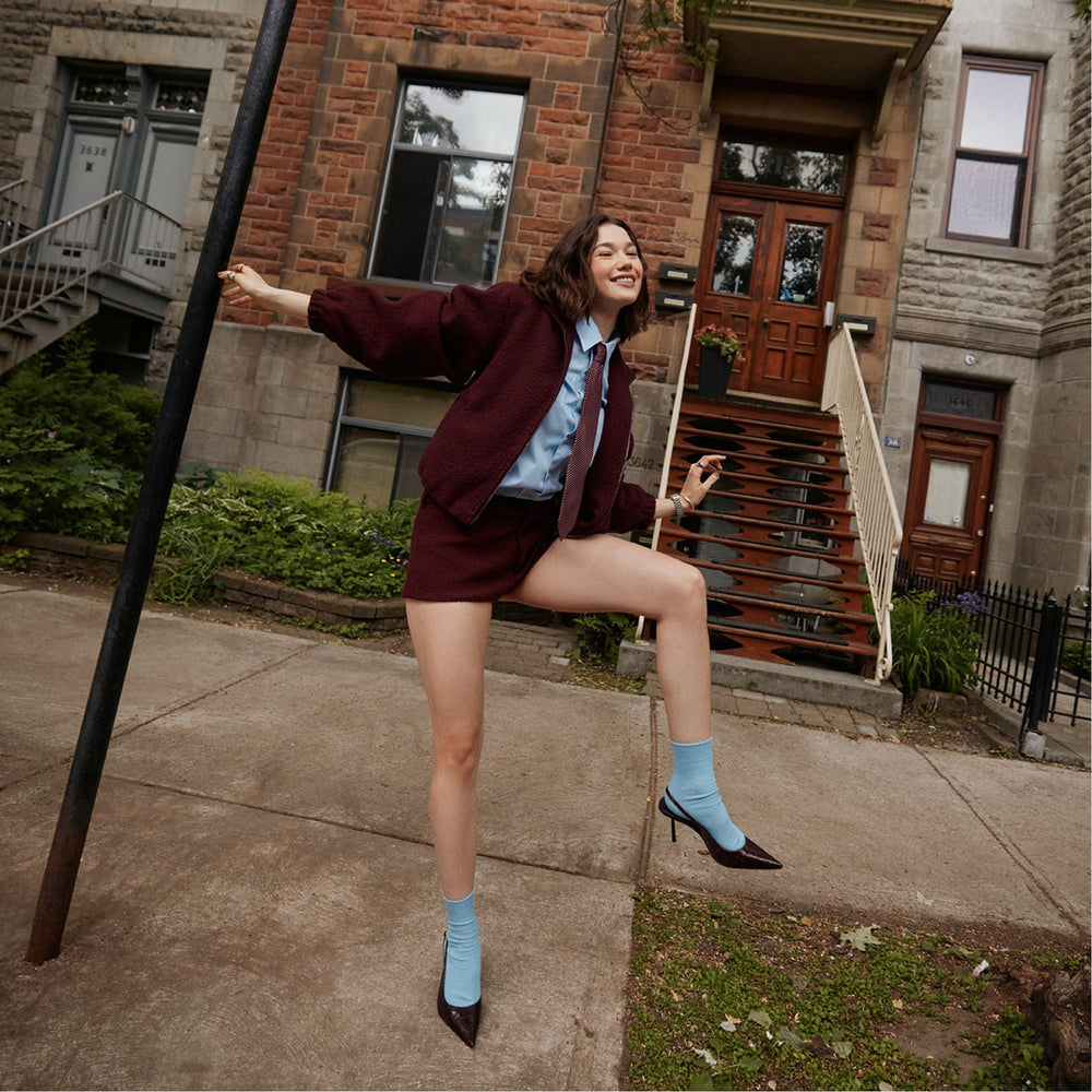 Seralina in Bordo - Slingback heel, Stiletto heel