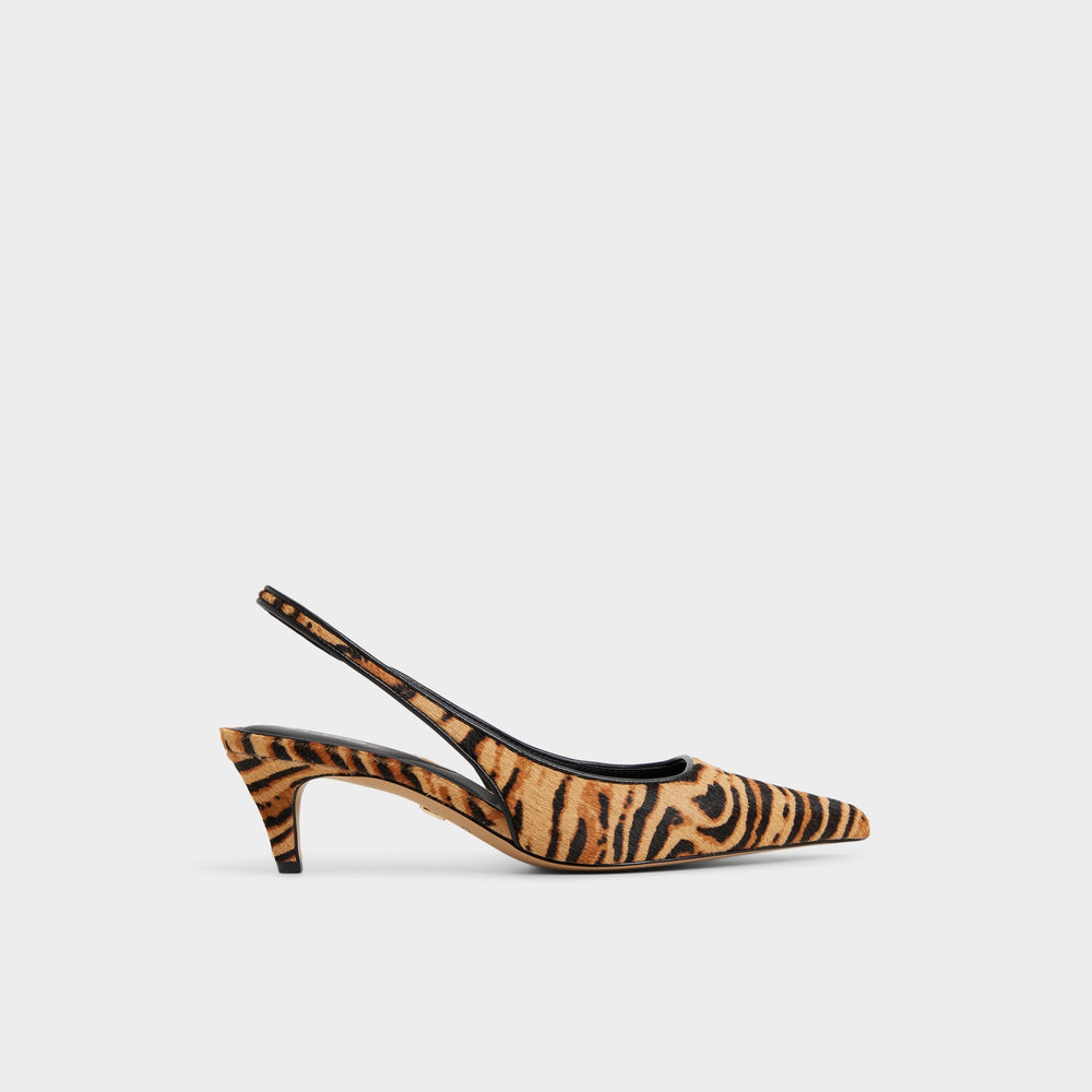 Leanah in Open Brown - Slingback heel, Kitten heel