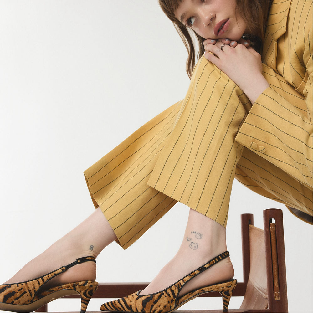 Leanah in Open Brown - Slingback heel, Kitten heel