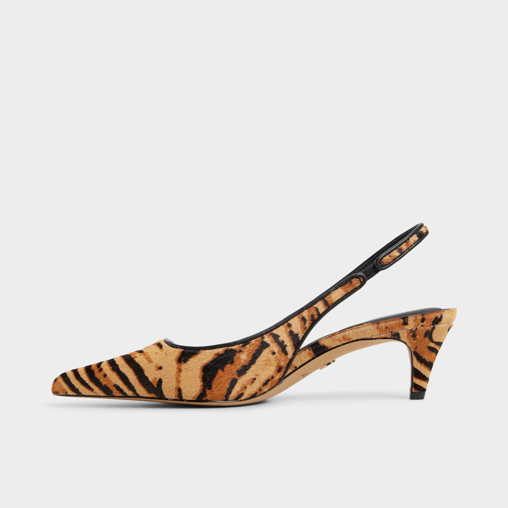 Leanah in Open Brown - Slingback heel, Kitten heel
