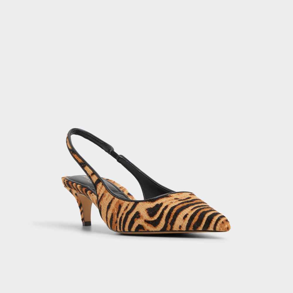 Leanah in Open Brown - Slingback heel, Kitten heel