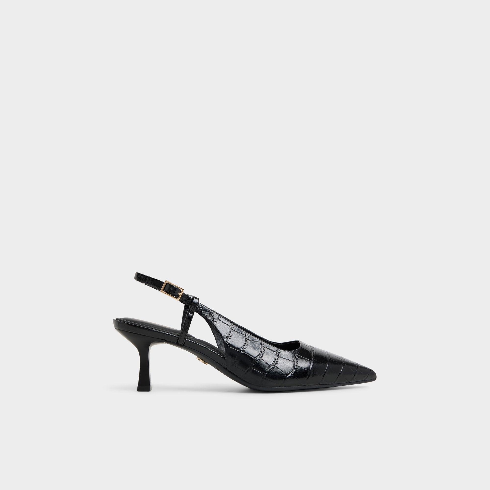 Adan in Black - Slingback heel, Kitten heel