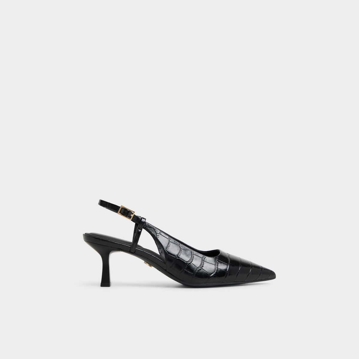 Adan in Black - Slingback heel, Kitten heel