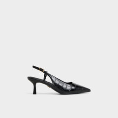 Adan in Black - Slingback heel, Kitten heel