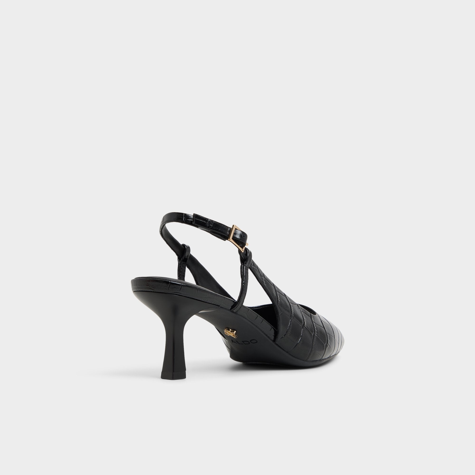 Adan in Black - Slingback heel, Kitten heel