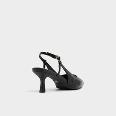 Adan in Black - Slingback heel, Kitten heel