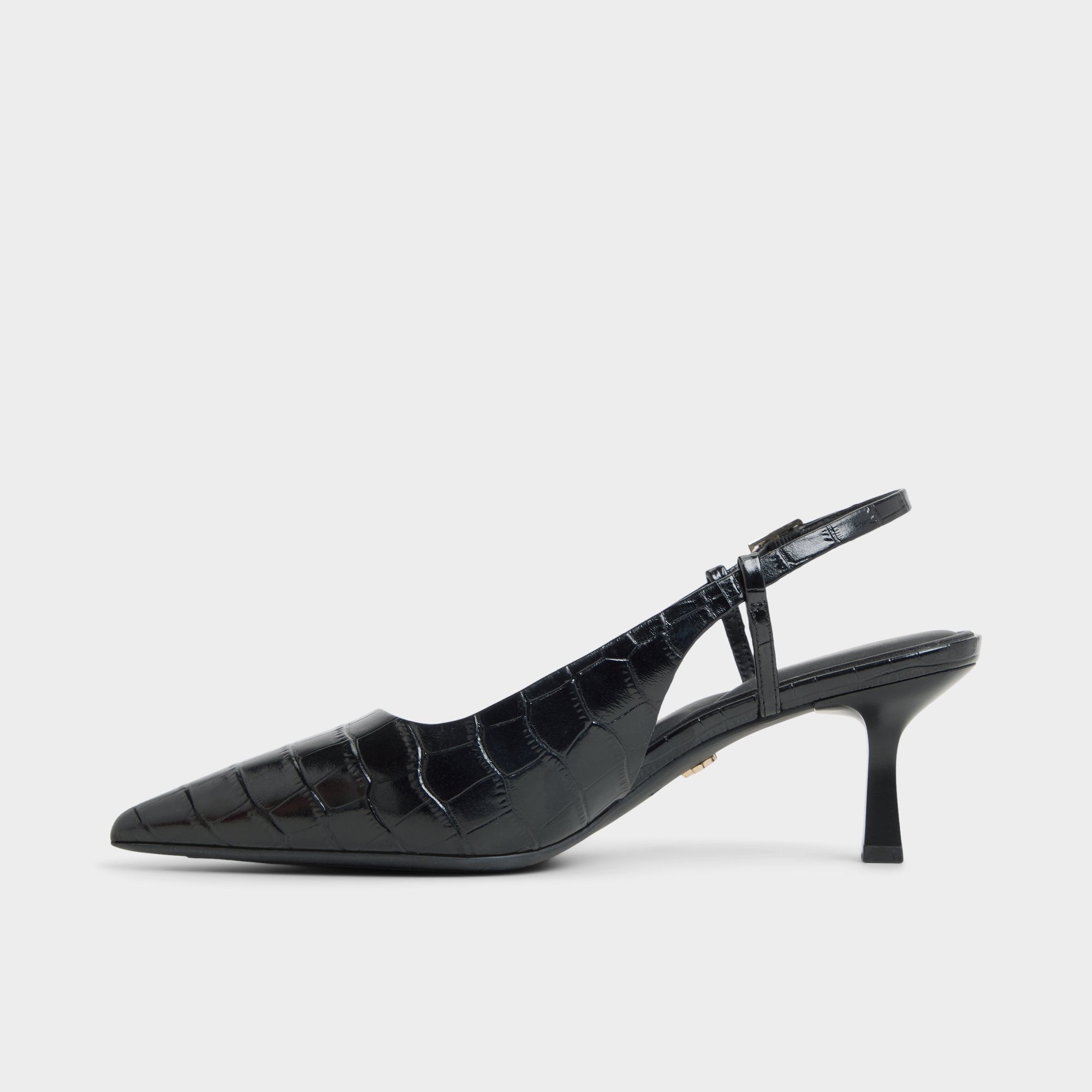 Adan in Black - Slingback heel, Kitten heel