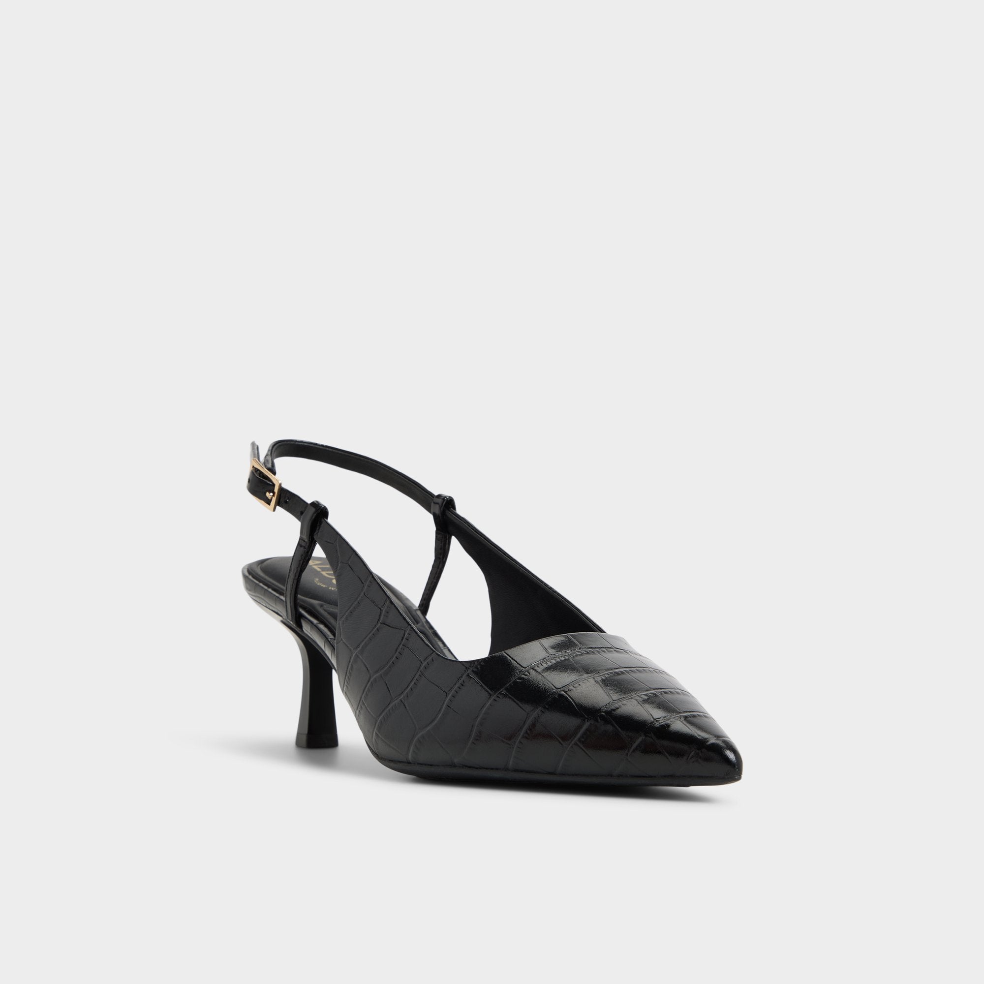 Adan in Black - Slingback heel, Kitten heel