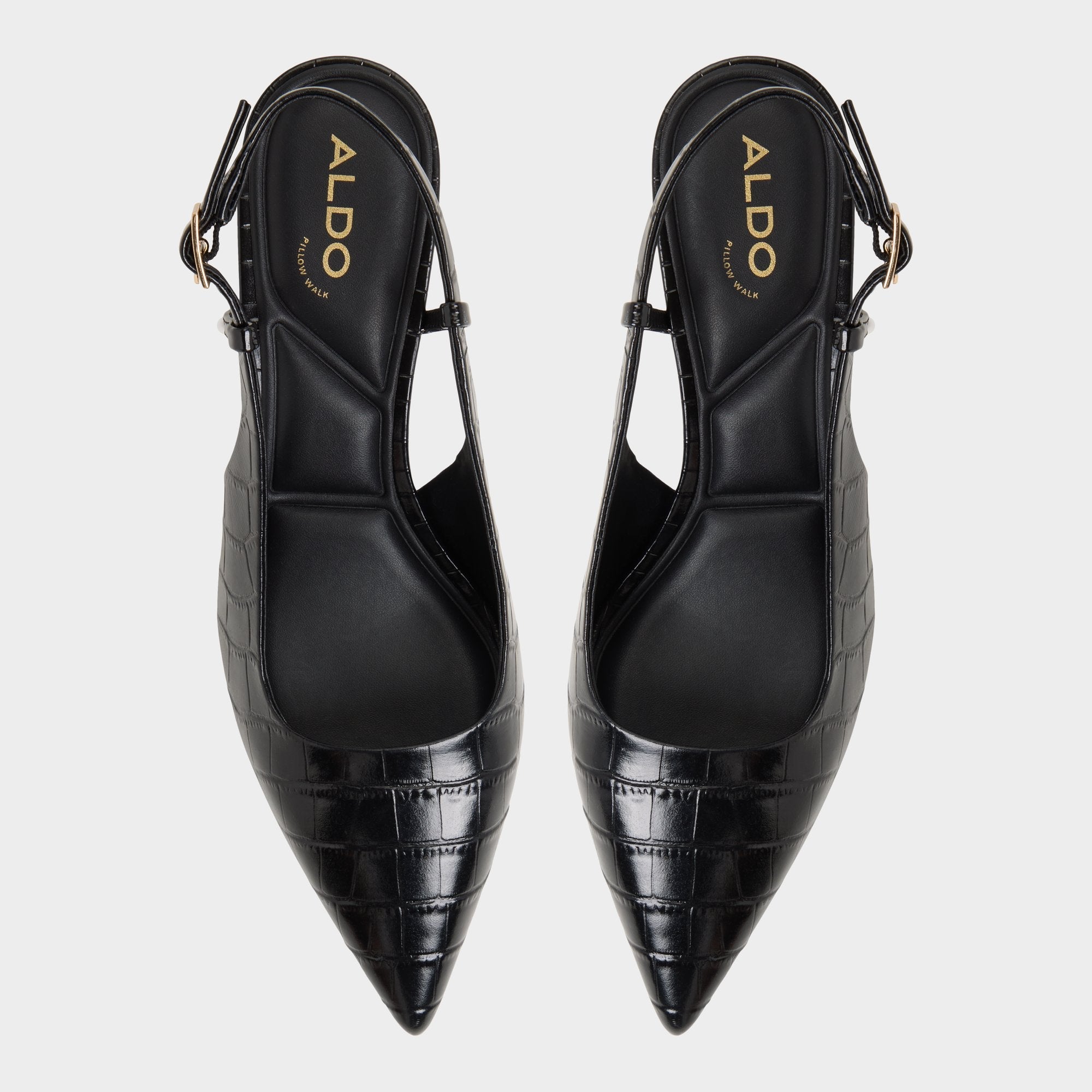 Adan in Black - Slingback heel, Kitten heel