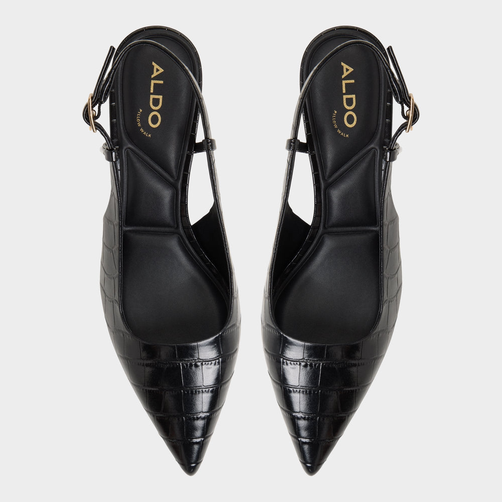 Adan in Black - Slingback heel, Kitten heel