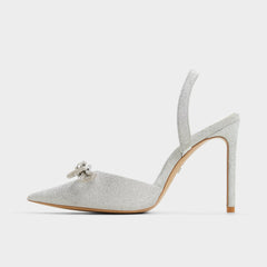 Addie Silver Women's Slingbacks - Slingback heel, Stiletto heel