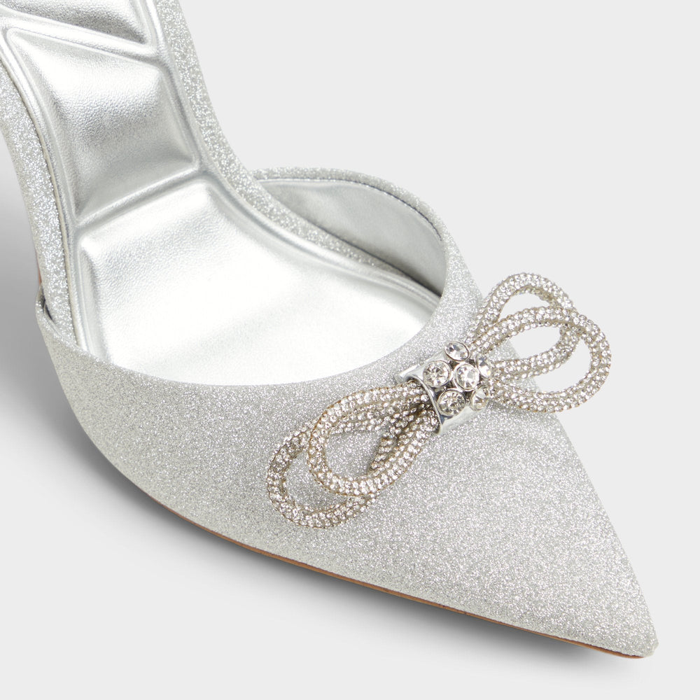 Addie Silver Women's Slingbacks - Slingback heel, Stiletto heel