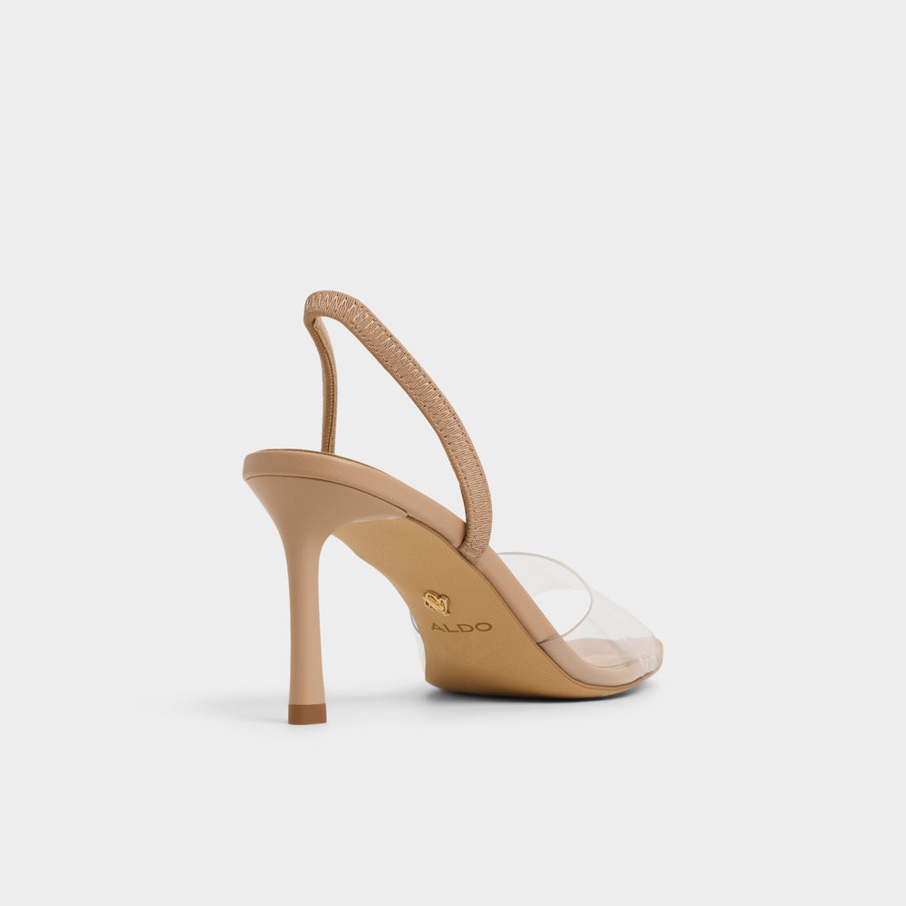 Andyana Beige Women's Strappy sandals - Slingback heeled sandal, Stiletto heel