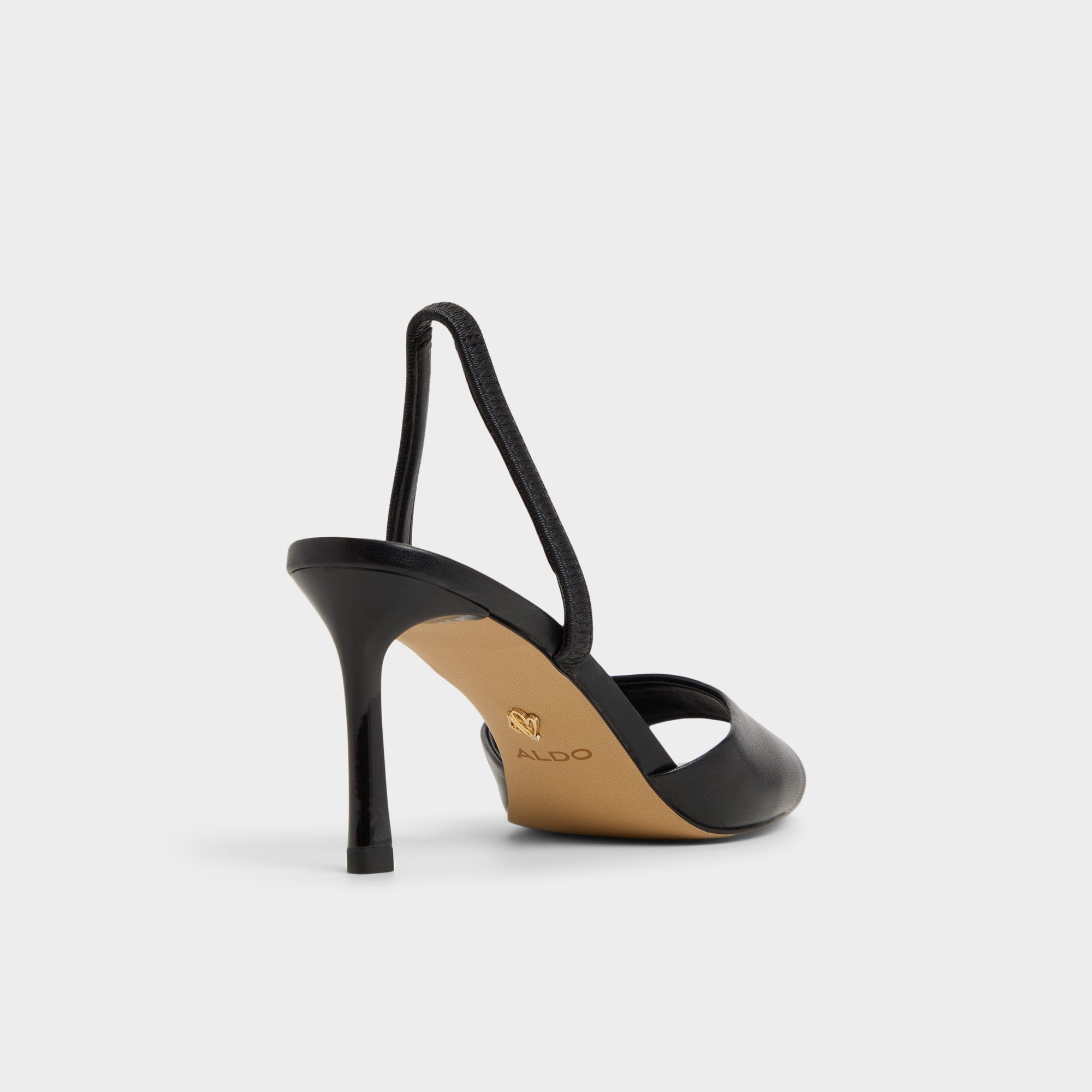 Andya Black Women's Strappy sandals - Slingback heeled sandal, Stiletto heel
