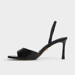 Andya Black Women's Strappy sandals - Slingback heeled sandal, Stiletto heel