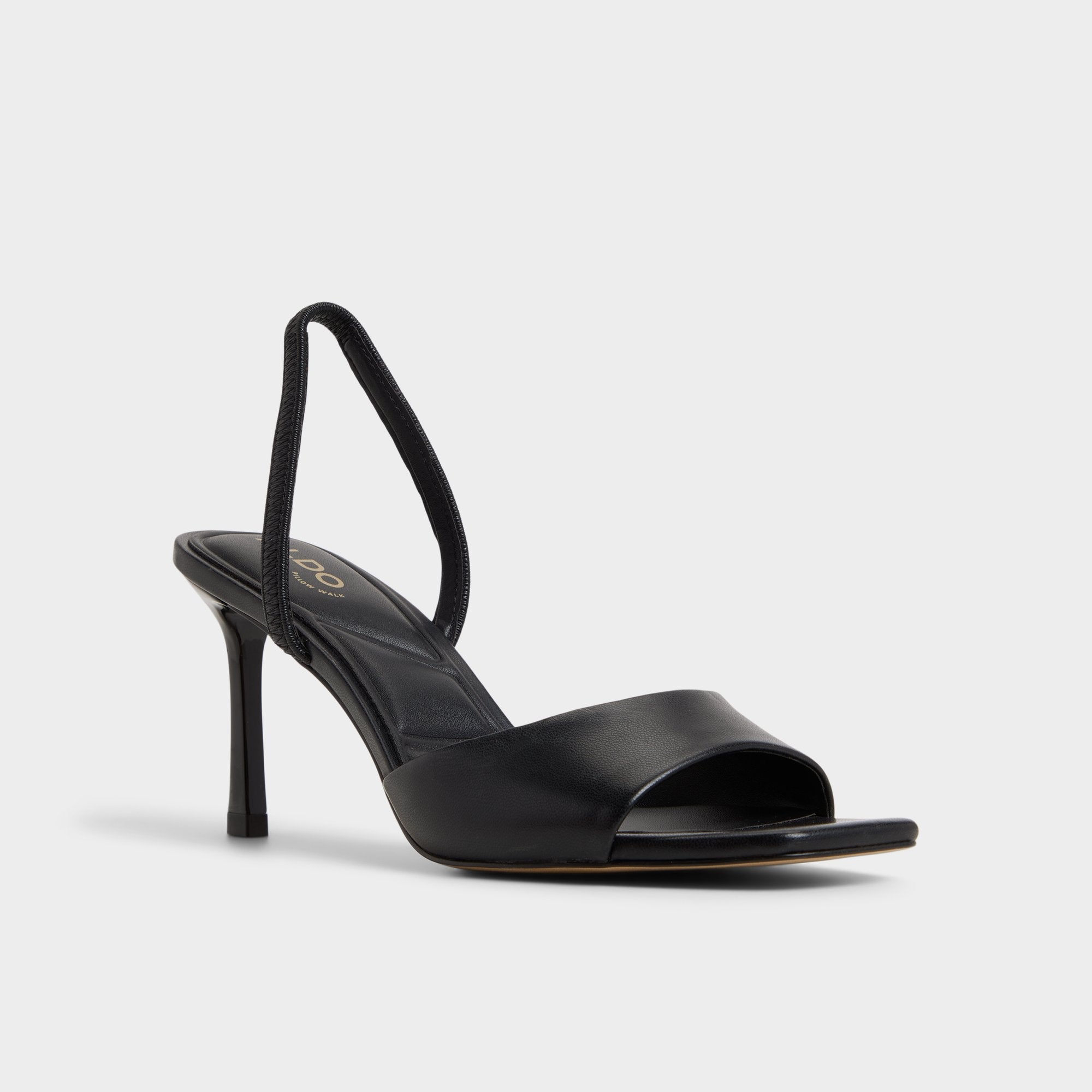 Andya Black Women's Strappy sandals - Slingback heeled sandal, Stiletto heel
