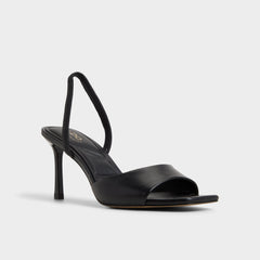 Andya Black Women's Strappy sandals - Slingback heeled sandal, Stiletto heel