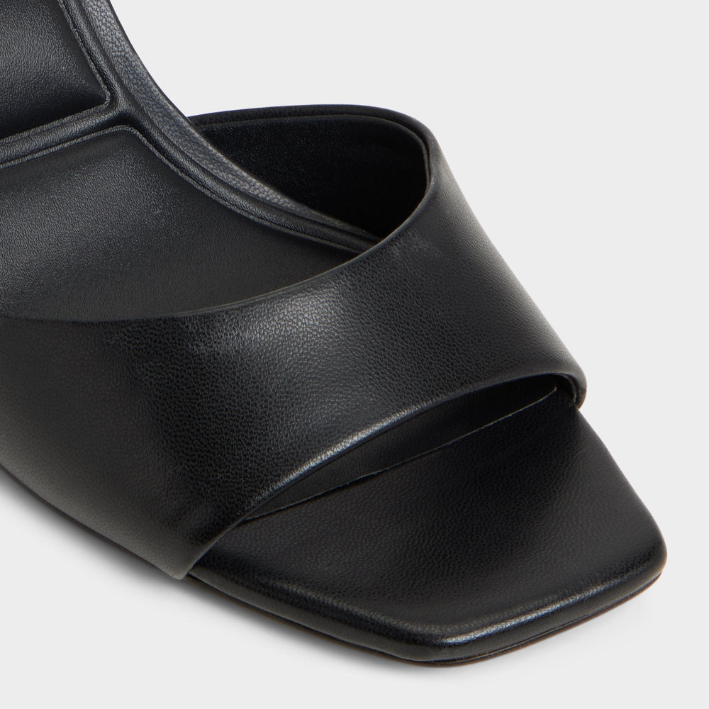 Andya Black Women's Strappy sandals - Slingback heeled sandal, Stiletto heel