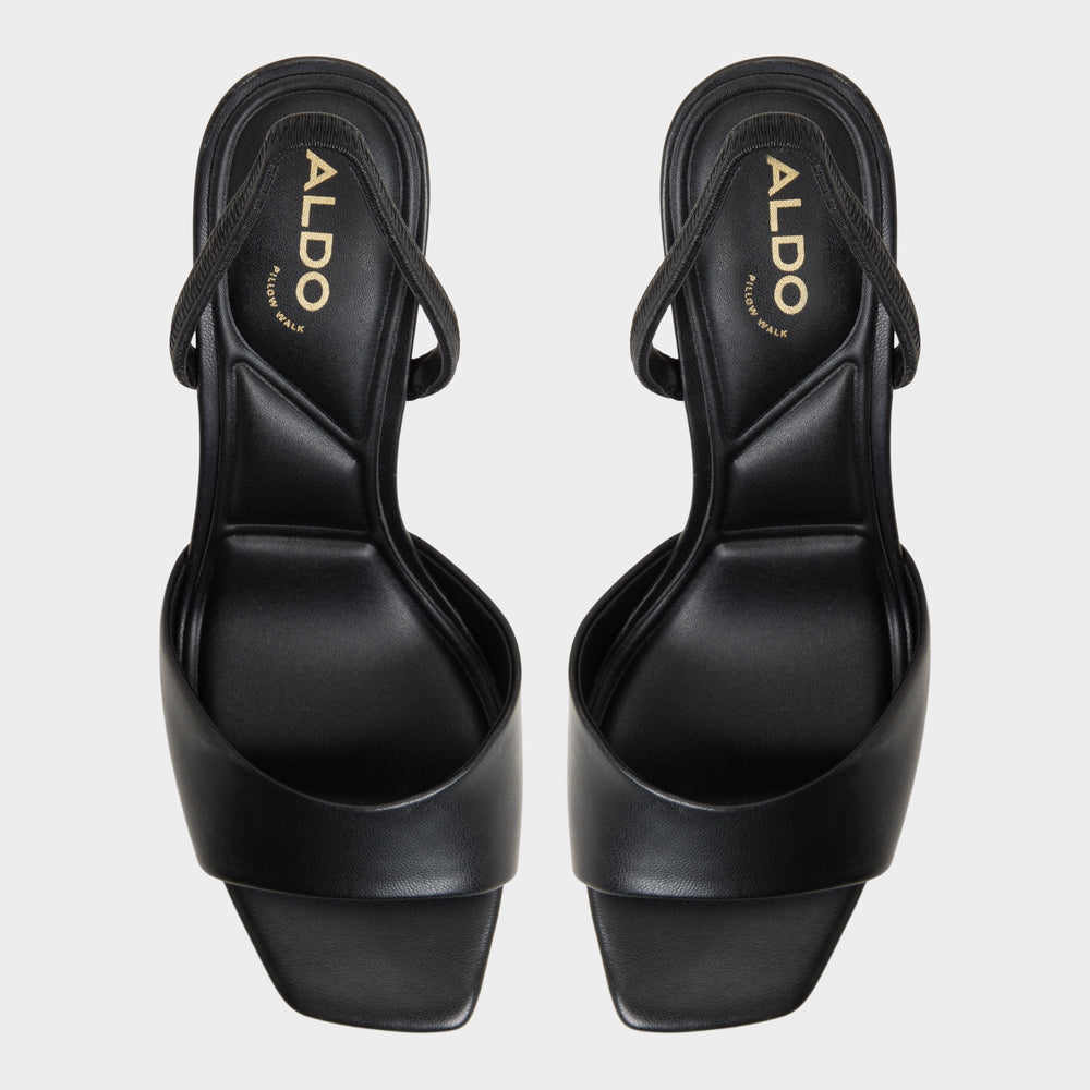 Andya Black Women's Strappy sandals - Slingback heeled sandal, Stiletto heel