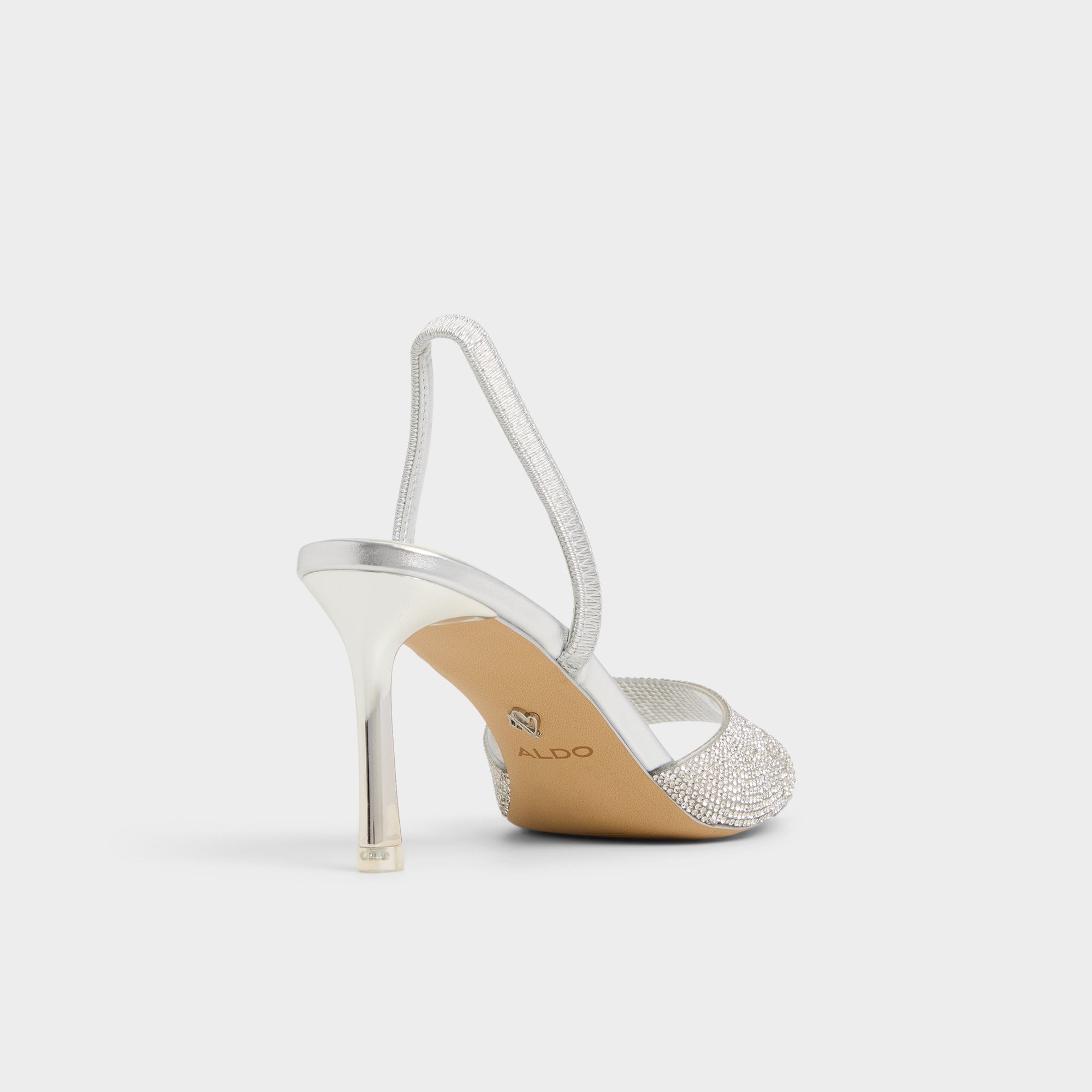 Andyana Silver Women's Strappy sandals - Slingback heeled sandal, Stiletto heel