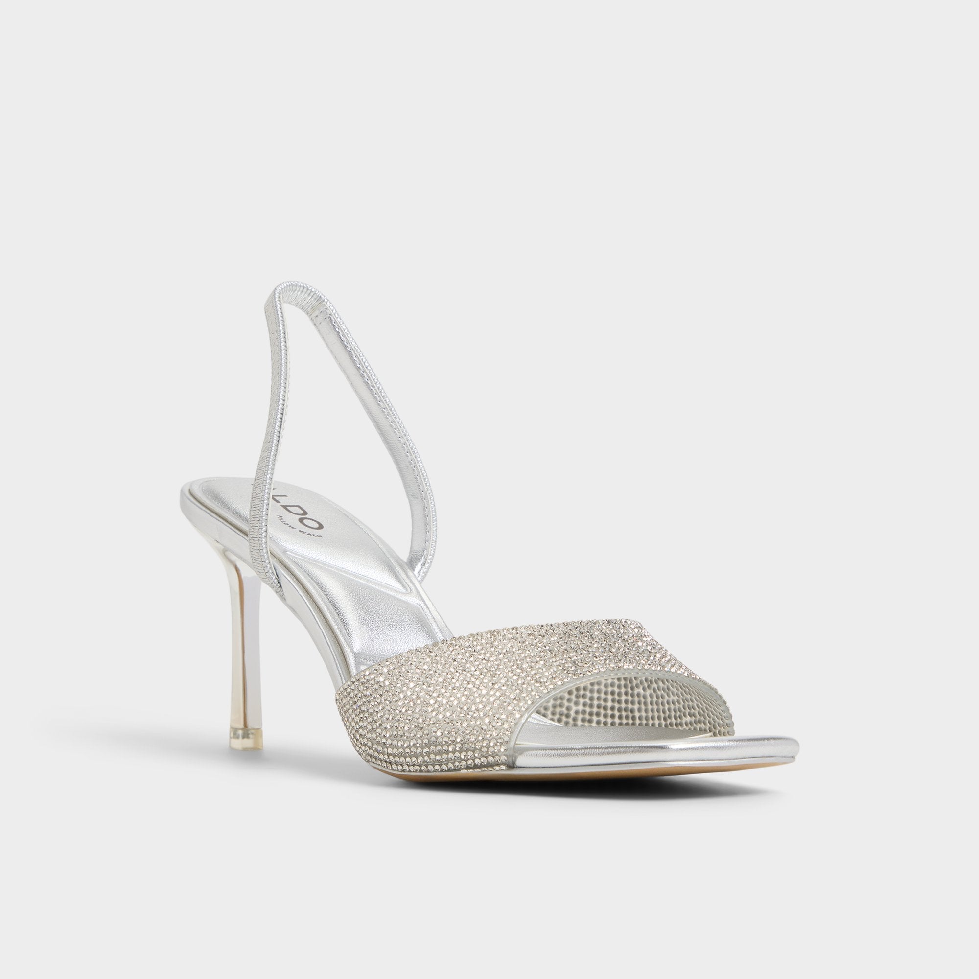 Andyana Silver Women's Strappy sandals - Slingback heeled sandal, Stiletto heel