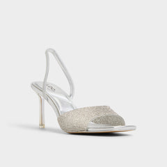 Andyana Silver Women's Strappy sandals - Slingback heeled sandal, Stiletto heel