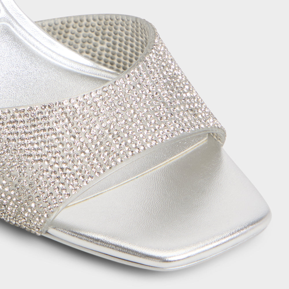 Andyana Silver Women's Strappy sandals - Slingback heeled sandal, Stiletto heel