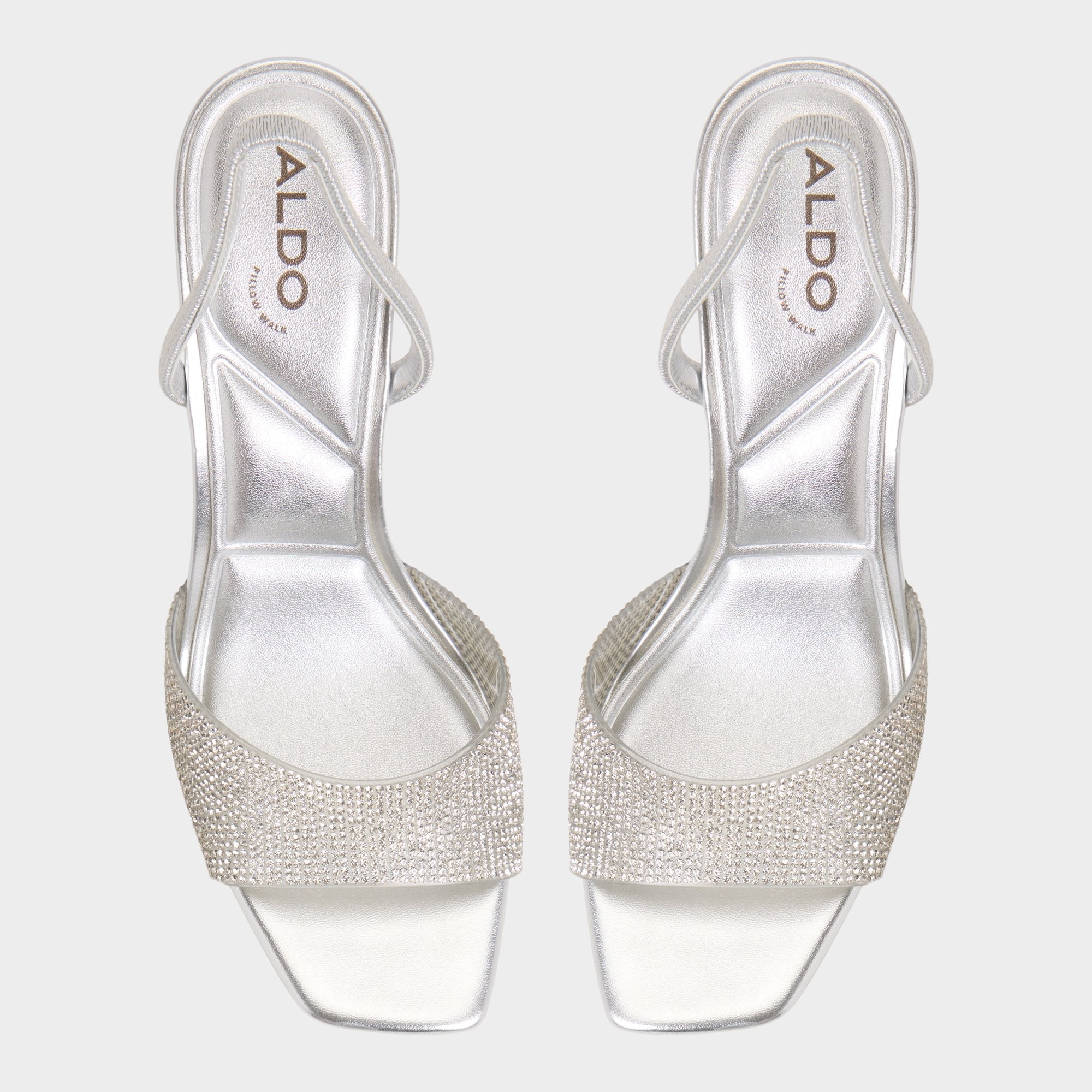 Andyana Silver Women's Strappy sandals - Slingback heeled sandal, Stiletto heel