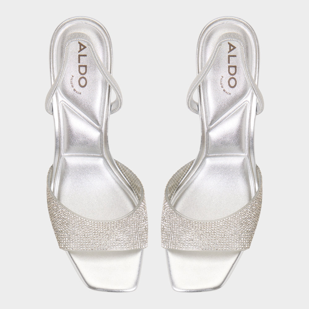 Andyana Silver Women's Strappy sandals - Slingback heeled sandal, Stiletto heel