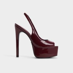 Thanlinie in Dark Red - Slingback heeled sandal, Platform