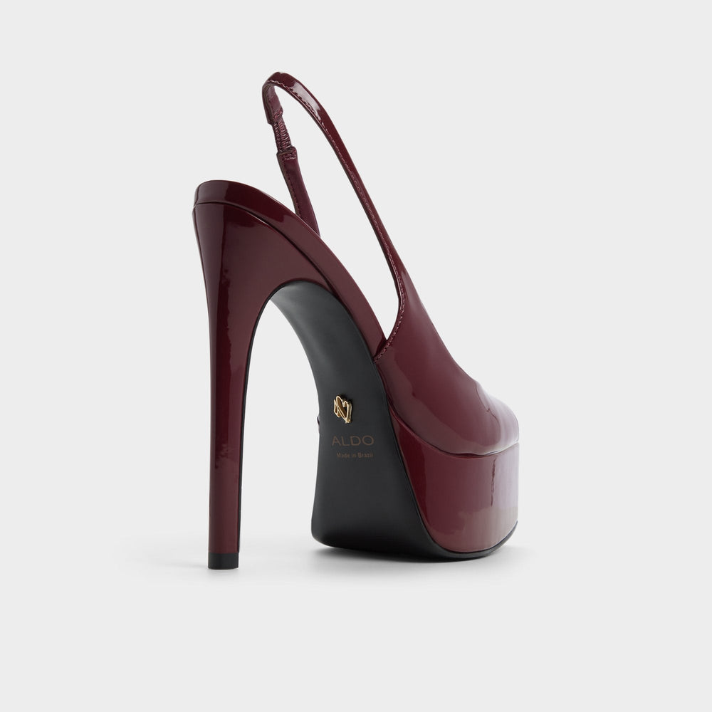 Thanlinie in Dark Red - Slingback heeled sandal, Platform