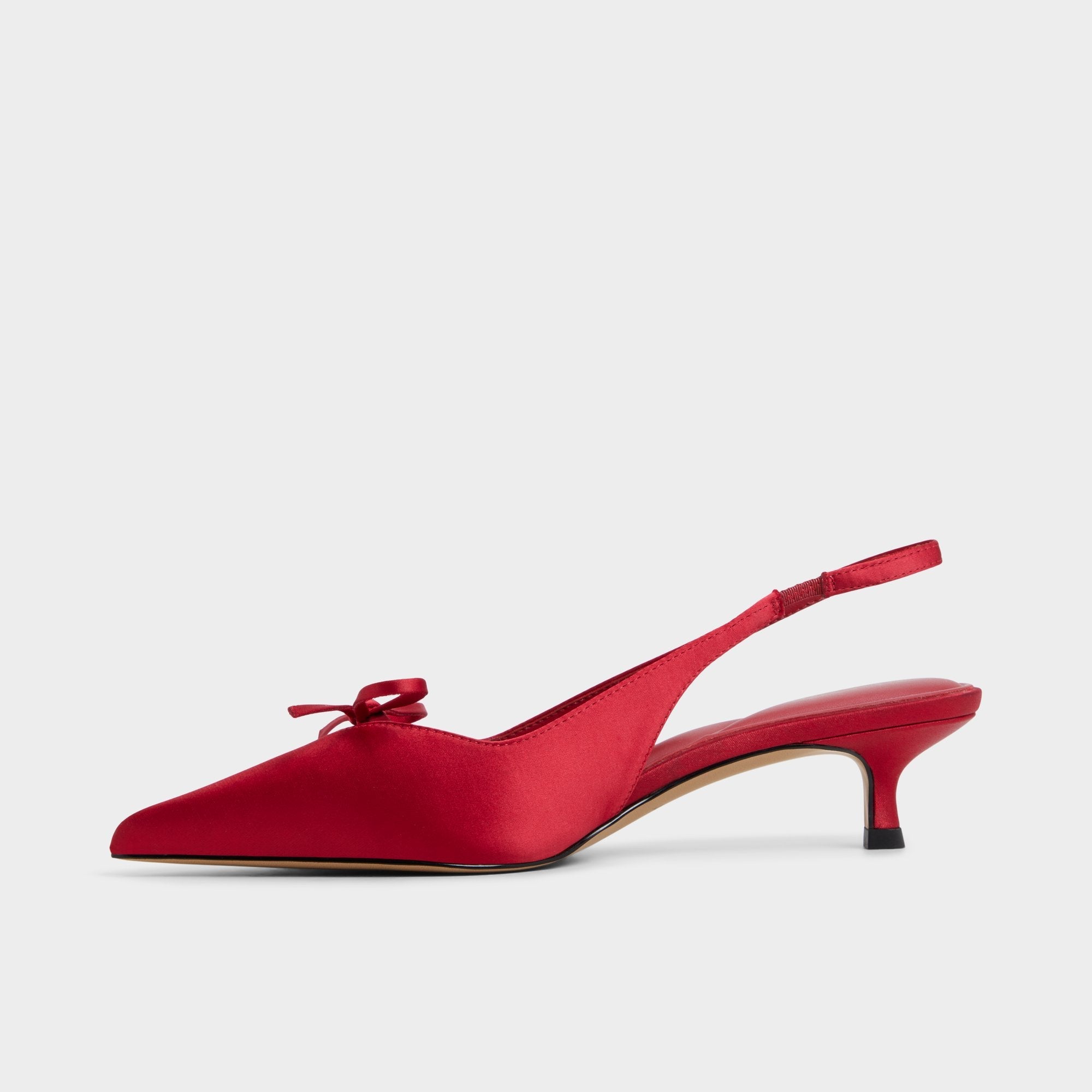 Azizza in Dark Red - Slingback heel, Kitten heel