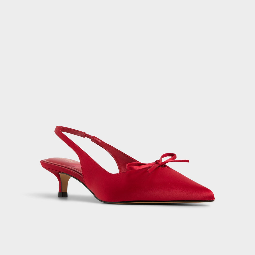 Azizza in Dark Red - Slingback heel, Kitten heel