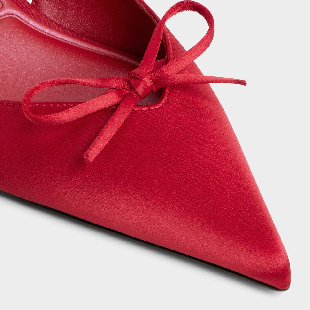 Azizza in Dark Red - Slingback heel, Kitten heel