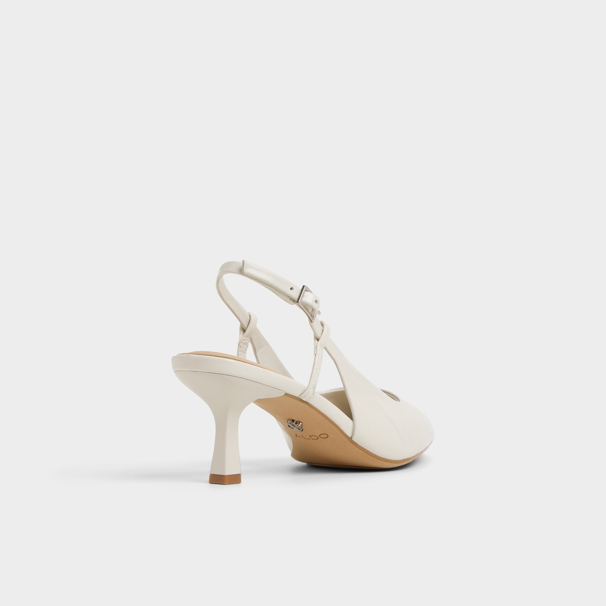Adan in White Bone - Slingback heel, Kitten heel