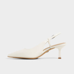 Adan in White Bone - Slingback heel, Kitten heel