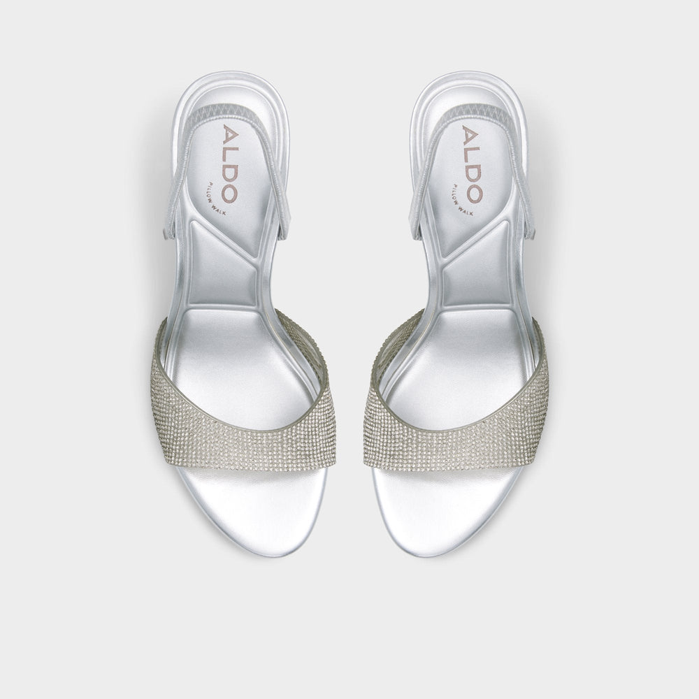Aitana Silver Women's Heeled sandals - Slingback heeled sandal, Stiletto heel
