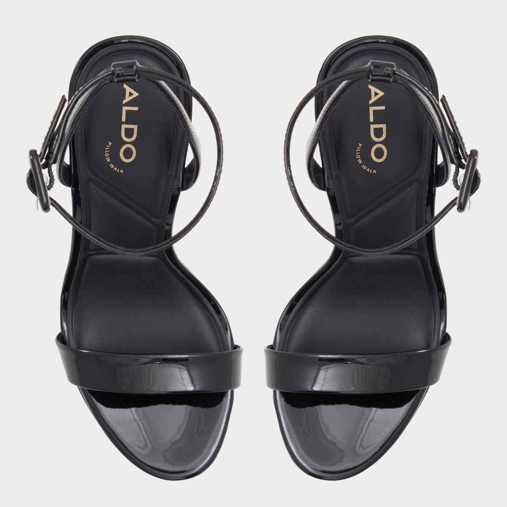 Katelina Black Women's Heeled sandals - Strappy heeled sandal, Stiletto platform