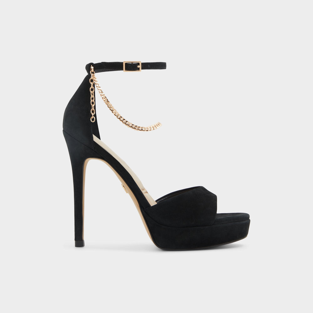 Afumeth Black Overflow Women's Platform sandals - Strappy heeled sandal, Stiletto platform
