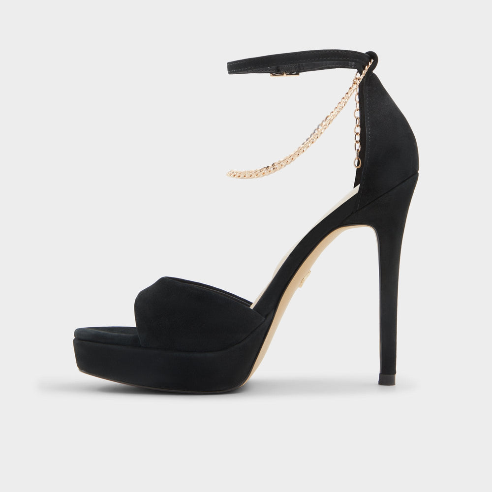 Afumeth Black Overflow Women's Platform sandals - Strappy heeled sandal, Stiletto platform