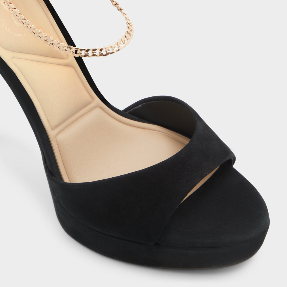 Afumeth Black Overflow Women's Platform sandals - Strappy heeled sandal, Stiletto platform