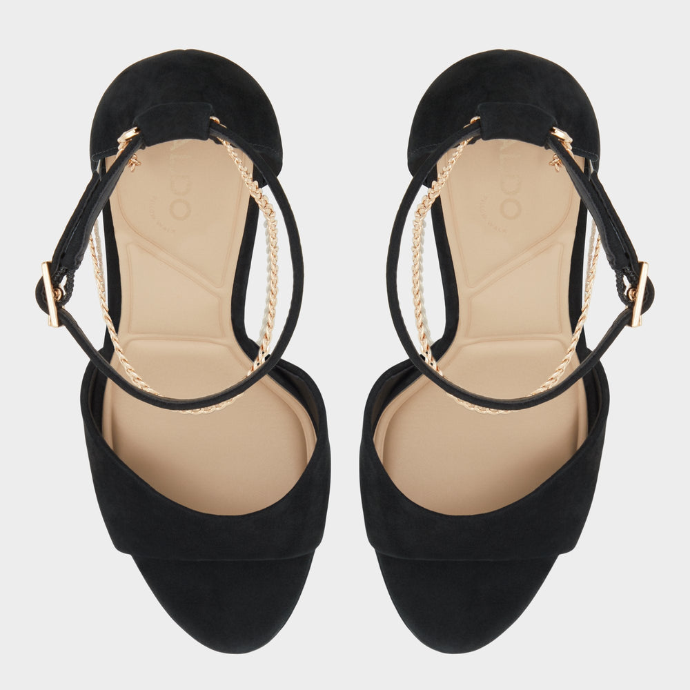 Afumeth Black Overflow Women's Platform sandals - Strappy heeled sandal, Stiletto platform