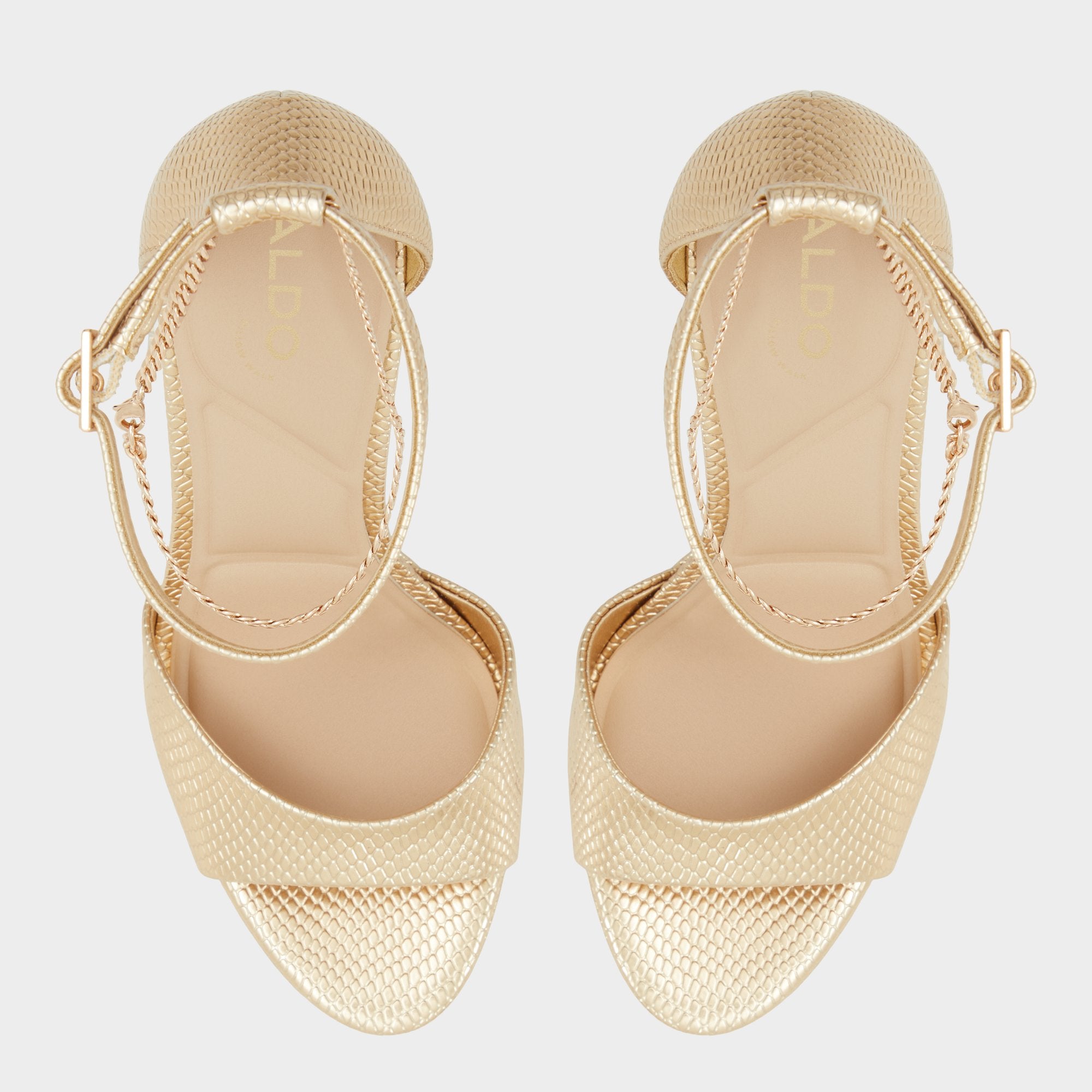 Afumeth Gold Women's Platform sandals - Strappy heeled sandal, Stiletto platform