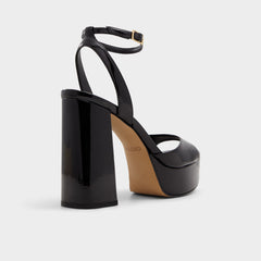 Valoria Black Women's Platform sandals - Strappy heeled sandal, Platform